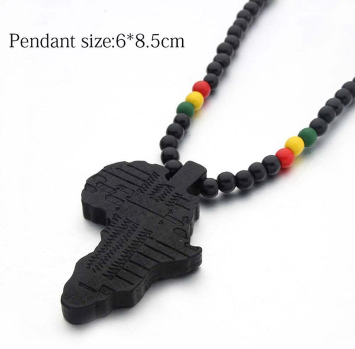 Afrocentric Map Beaded Wooden Necklace